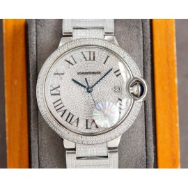 Cartier Diamond 42mm Dial Steel Strap Watch Silver