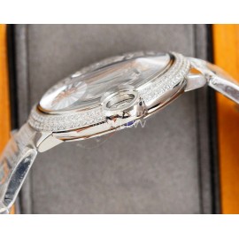 Cartier Diamond 42mm Dial Steel Strap Watch Silver