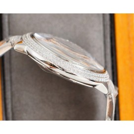 Cartier Diamond 42mm Dial Steel Strap Watch Silver