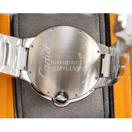 Cartier Diamond 42mm Dial Steel Strap Watch Silver