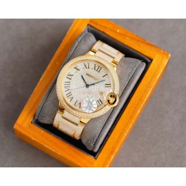 Cartier Diamond 42mm Dial Steel Strap Watch Gold