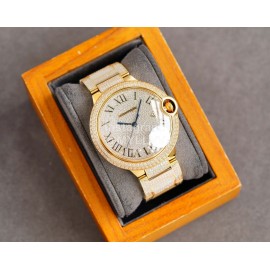 Cartier Diamond 42mm Dial Steel Strap Watch Gold