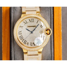 Cartier Diamond 42mm Dial Steel Strap Watch Gold