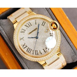Cartier Diamond 42mm Dial Steel Strap Watch Gold