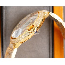 Cartier Diamond 42mm Dial Steel Strap Watch Gold