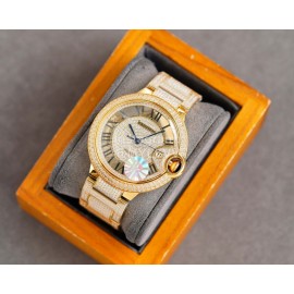 Cartier Fashion Diamond 42mm Dial Steel Strap Watch Gold