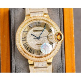 Cartier Fashion Diamond 42mm Dial Steel Strap Watch Gold