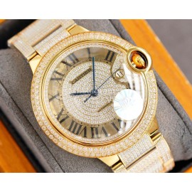 Cartier Fashion Diamond 42mm Dial Steel Strap Watch Gold