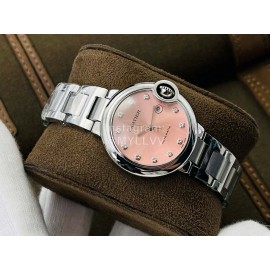 Cartier Tw Factory Silver Steel Strap Watch For Women Pink