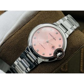 Cartier Tw Factory Silver Steel Strap Watch For Women Pink