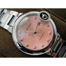 Cartier Tw Factory Silver Steel Strap Watch For Women Pink