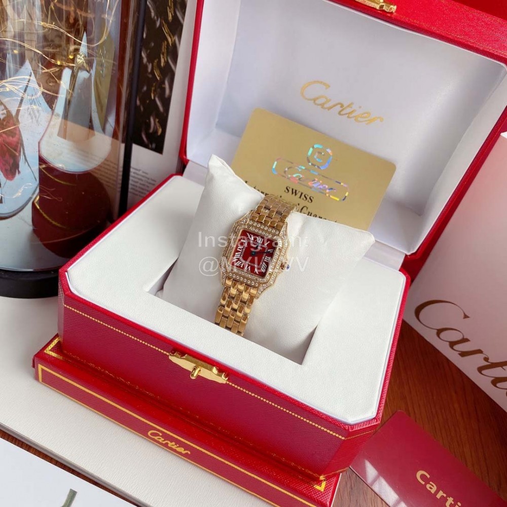 PanthèRe De Cartier 316l Fine Steel Case Diamond Watch Red