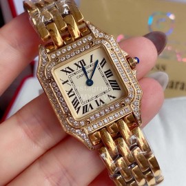 PanthèRe De Cartier 316l Fine Steel Case Diamond Watch Beige