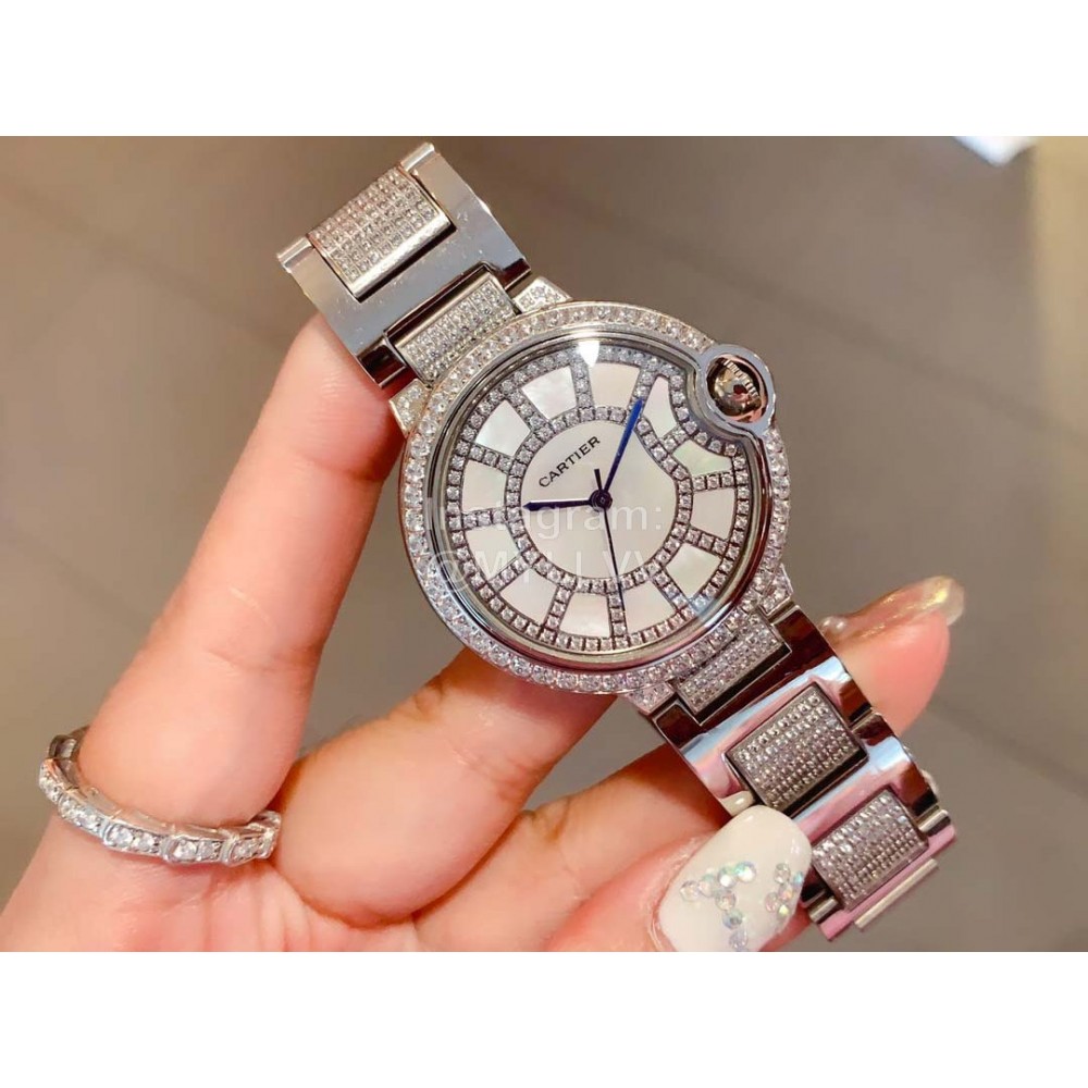 Ballon Bleu De Cartier Diamond 36mm Dial Watch Silver