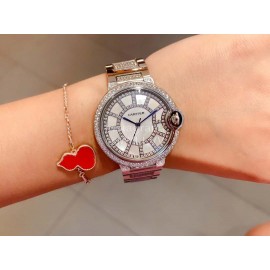 Ballon Bleu De Cartier Diamond 36mm Dial Watch Silver