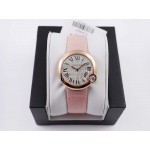 Cartier Classic Roman Numeral Dial Leather Strap Wacth Pink