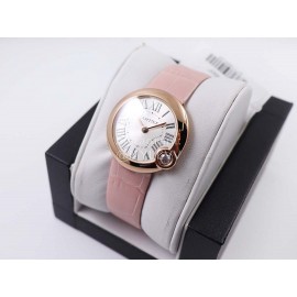 Cartier Classic Roman Numeral Dial Leather Strap Wacth Pink