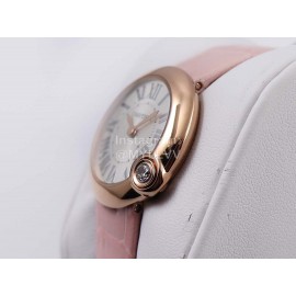 Cartier Classic Roman Numeral Dial Leather Strap Wacth Pink