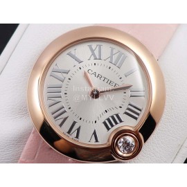 Cartier Classic Roman Numeral Dial Leather Strap Wacth Pink