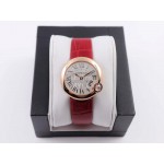 Cartier Classic Roman Numeral Dial Leather Strap Wacth Red