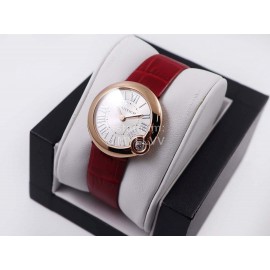 Cartier Classic Roman Numeral Dial Leather Strap Wacth Red