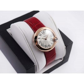 Cartier Classic Roman Numeral Dial Leather Strap Wacth Red