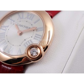Cartier Classic Roman Numeral Dial Leather Strap Wacth Red