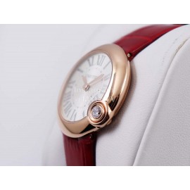 Cartier Classic Roman Numeral Dial Leather Strap Wacth Red