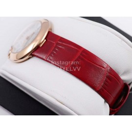 Cartier Classic Roman Numeral Dial Leather Strap Wacth Red