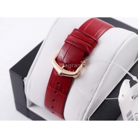 Cartier Classic Roman Numeral Dial Leather Strap Wacth Red