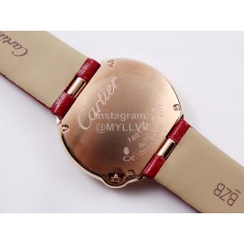 Cartier Classic Roman Numeral Dial Leather Strap Wacth Red