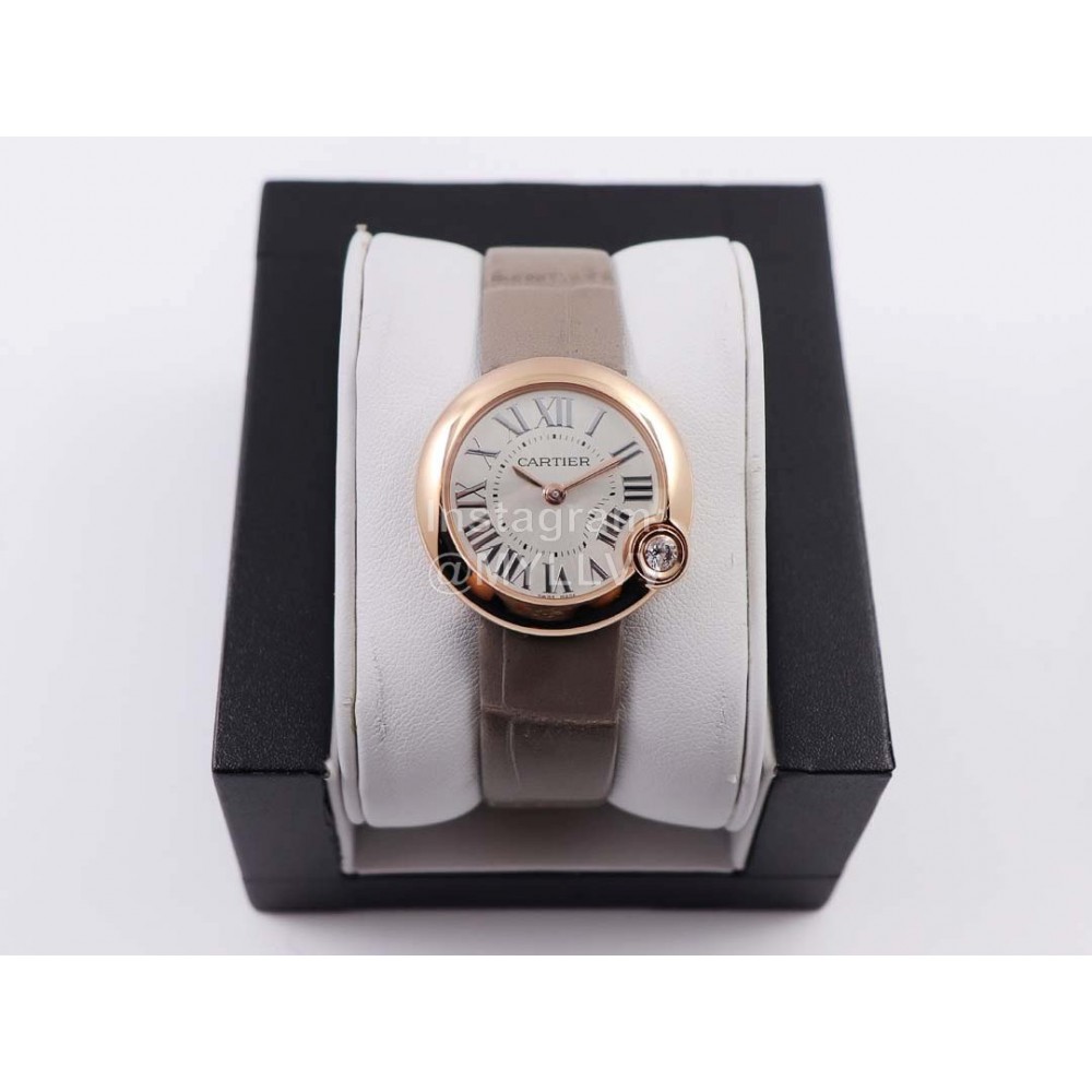 Cartier Classic Roman Numeral Dial Leather Strap Wacth Coffee