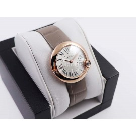 Cartier Classic Roman Numeral Dial Leather Strap Wacth Coffee