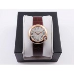 Cartier Classic Roman Numeral Dial Leather Strap Wacth Reddish Brown