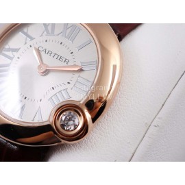 Cartier Classic Roman Numeral Dial Leather Strap Wacth Reddish Brown