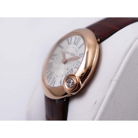 Cartier Classic Roman Numeral Dial Leather Strap Wacth Reddish Brown