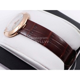 Cartier Classic Roman Numeral Dial Leather Strap Wacth Reddish Brown