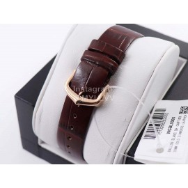 Cartier Classic Roman Numeral Dial Leather Strap Wacth Reddish Brown