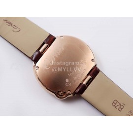 Cartier Classic Roman Numeral Dial Leather Strap Wacth Reddish Brown