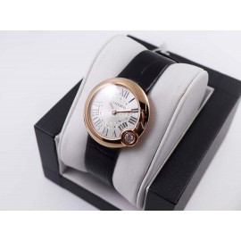 Cartier Classic Roman Numeral Dial Leather Strap Wacth Black