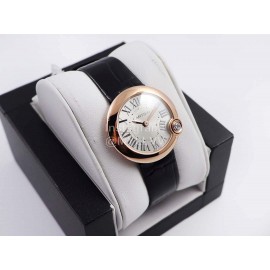 Cartier Classic Roman Numeral Dial Leather Strap Wacth Black