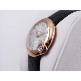 Cartier Classic Roman Numeral Dial Leather Strap Wacth Black