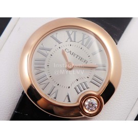 Cartier Classic Roman Numeral Dial Leather Strap Wacth Black