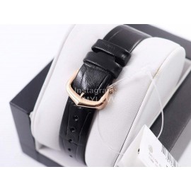 Cartier Classic Roman Numeral Dial Leather Strap Wacth Black