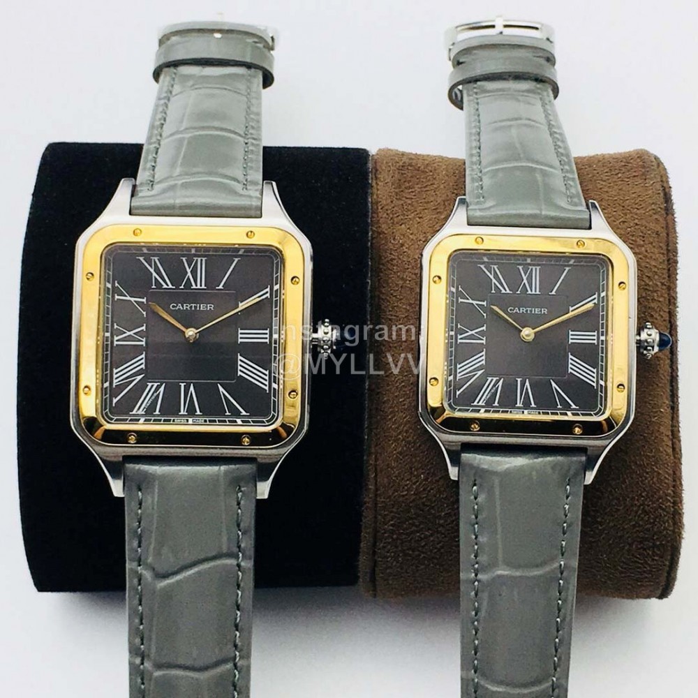 Cartier Uu Factory Santos-Dumont Square Dial Watch Gray