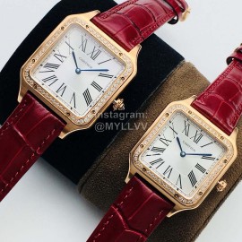 Cartier Uu Factory Santos-Dumont Square Dial Watch Red