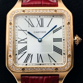 Cartier Uu Factory Santos-Dumont Square Dial Watch Red