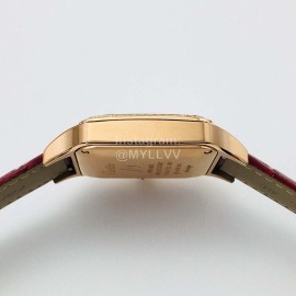 Cartier Uu Factory Santos-Dumont Square Dial Watch Red