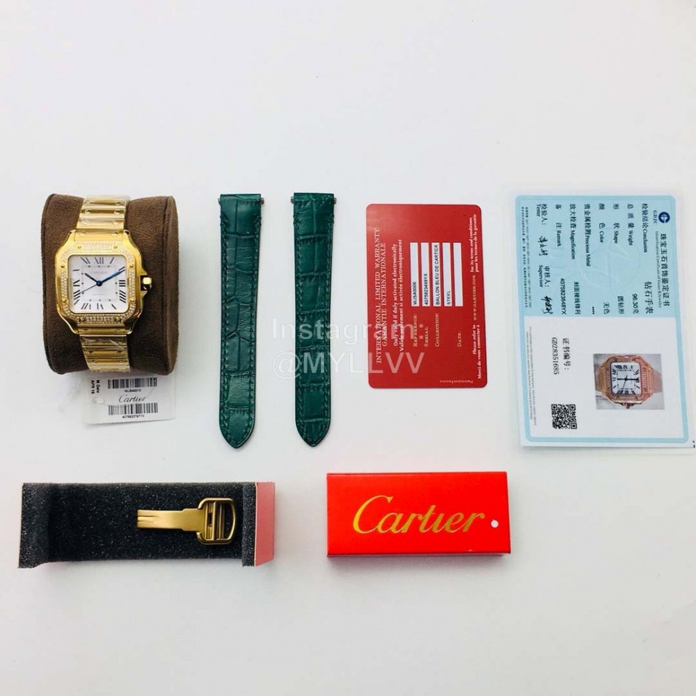 Cartier Kor Factory Diamond Square Dial Watch Gold