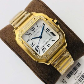 Cartier Kor Factory Diamond Square Dial Watch Gold